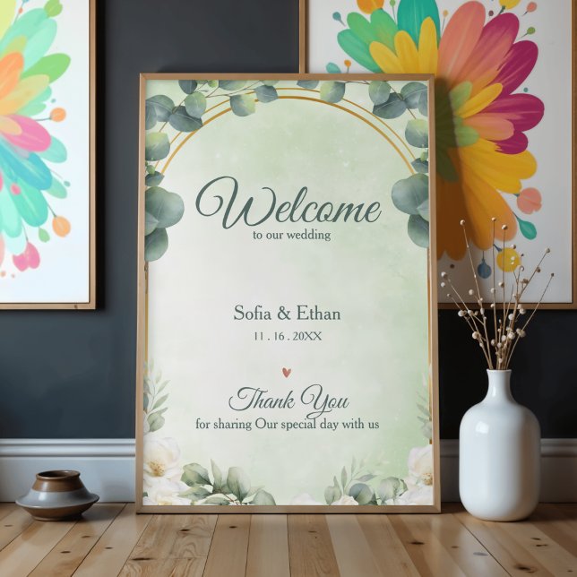 Eucalyptus Greenery Floral Welcome to Our Wedding Poster (Eucalyptus Greenery Floral Welcome to Our Wedding Poster)