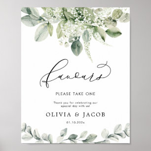 Eucalyptus Greenery Foliage Wedding Favours Sign