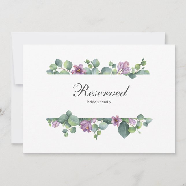Eucalyptus Greenery Foliage Wedding Reserved Sign (Front)