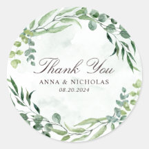 Eucalyptus Greenery Foliage Wedding Round Sticker