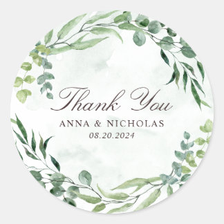Eucalyptus Greenery Foliage Wedding Round Sticker