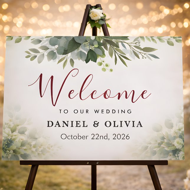 Eucalyptus Greenery Foliage Wedding Welcome Sign (Creator Uploaded)