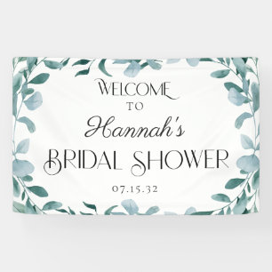 Eucalyptus Greenery Frame Green Shower Welcome Banner