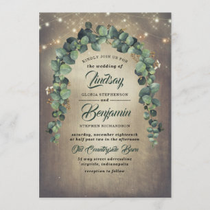 Eucalyptus Greenery Garland Rustic Wedding Invitation