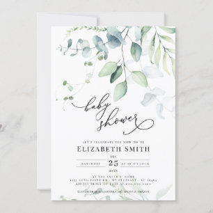 Eucalyptus Greenery Gender Neutral Baby Shower Invitation