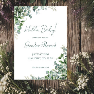 Eucalyptus Greenery Gender Reveal Invitation