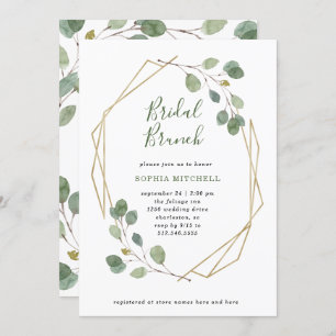 Eucalyptus Greenery Geometric Bridal Brunch Invitation