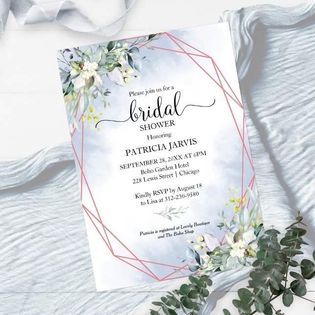 Eucalyptus Greenery Geometric Bridal Shower Invita Invitation (Creator Uploaded)