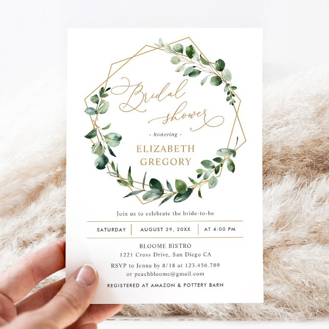 Eucalyptus Greenery Geometric Bridal Shower Invitation (Creator Uploaded)