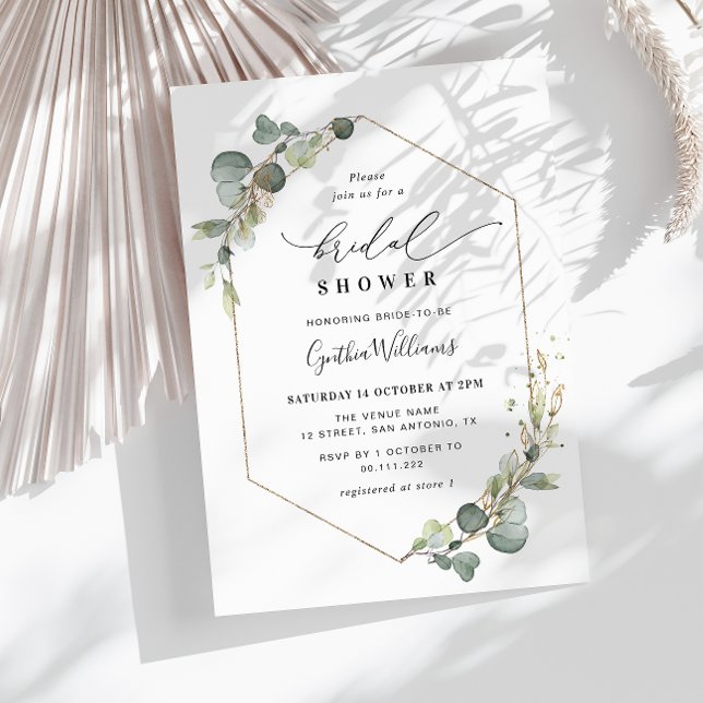 Eucalyptus greenery geometric bridal shower invitation (Creator Uploaded)