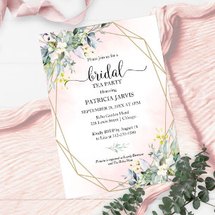  Eucalyptus Greenery Geometric Bridal Tea Party In Invitation