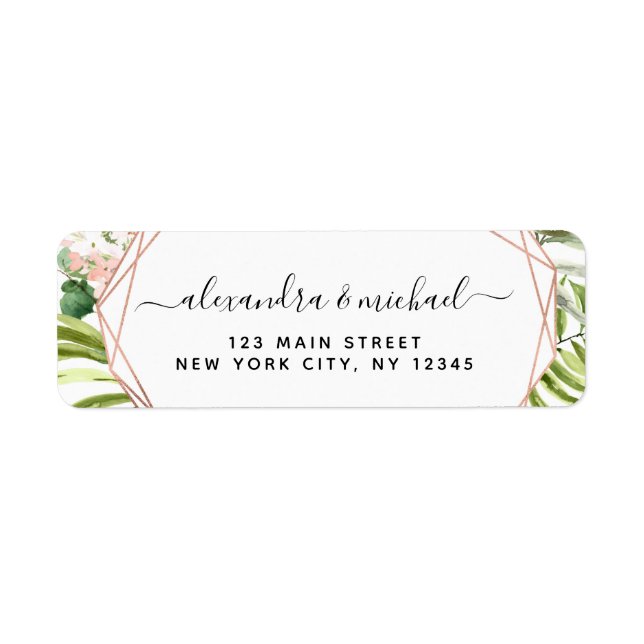 Eucalyptus Greenery Geometric Elegant Wedding Return Address Label (Front)
