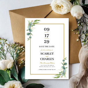 Eucalyptus Greenery Geometric Floral Wedding Save The Date
