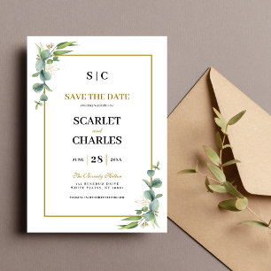 Eucalyptus Greenery Geometric Floral Wedding Save The Date
