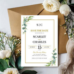 Eucalyptus Greenery Geometric Floral Wedding Save The Date