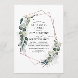 Eucalyptus Greenery Geometric Rehearsal Dinner Invitation