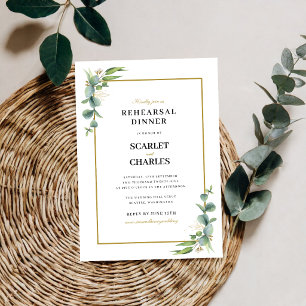 Eucalyptus Greenery Geometric Rehearsal Dinner Invitation