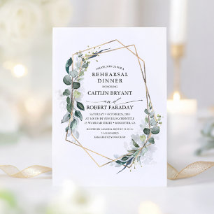 Eucalyptus Greenery Geometric Rehearsal Dinner Invitation