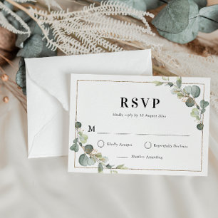 Eucalyptus greenery geometric RSVP card