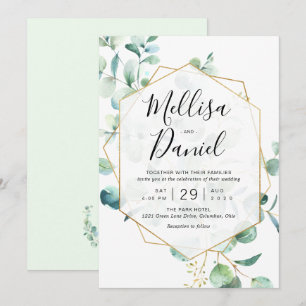 Eucalyptus Greenery Geometric Wedding Invitation