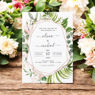 Eucalyptus Greenery Geometric Wedding  Invitation
