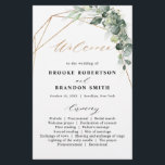 Eucalyptus Greenery Geometric Wedding Program<br><div class="desc">Elegant and modern spring / midsummer wedding program card features a bouquet of soft watercolor greenery lush green leaves / botanical leaves / eucalyptus and gold geometric frame . Please find more matching designs and variations from my "blissweddingpaperie" store. And feel free to contact me for further customisation or matching...</div>