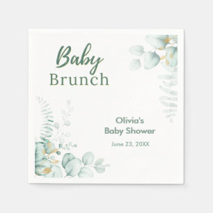 Eucalyptus Greenery Gold Baby Brunch Baby Shower Napkin