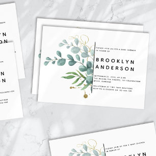 Eucalyptus Greenery Gold Foil Baby Shower Invitation