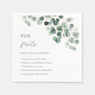 Eucalyptus Greenery Gold Fun Facts Wedding  Napkin