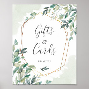 Eucalyptus Greenery Gold Geometric Gifts Cards Poster
