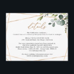 Eucalyptus Greenery Gold Geometric Wedding Details Enclosure Card<br><div class="desc">Designed to coordinate with our Boho Greenery wedding collection,  this customizable Guest Information Details card,  features a watercolor greenery leaves,  paired with a classy serif & modern sans font in black. Matching items available.</div>