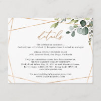 Eucalyptus Greenery Gold Geometric Wedding Details