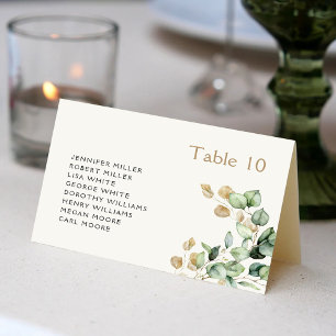 Eucalyptus Greenery & Gold Guest Names Place Card