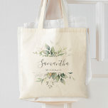 Eucalyptus Greenery Gold Leaves Elegant Bridesmaid Tote Bag<br><div class="desc">Beautiful personalized bridesmaid tote bag featuring watercolor eucalyptus and gold leaves.</div>