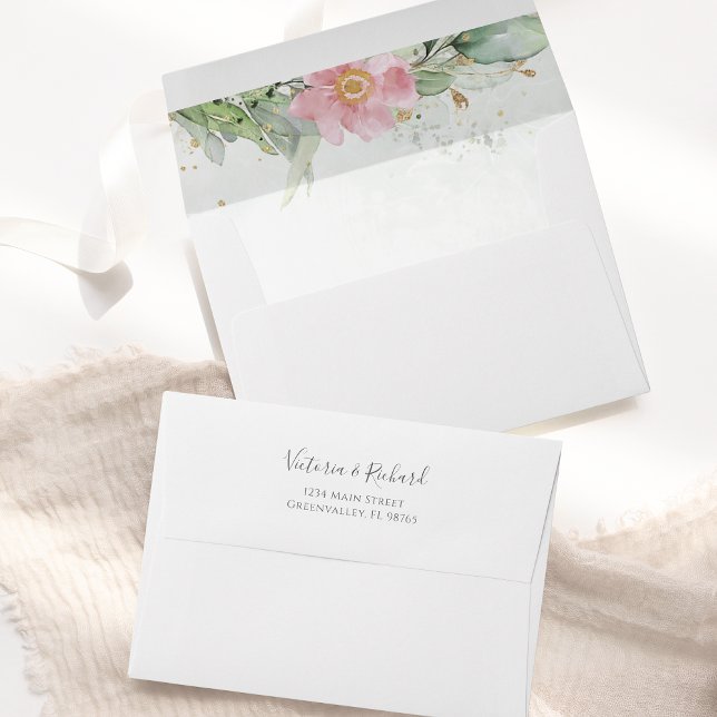 Eucalyptus Greenery Gold Leaves Elegant Envelope (Creator Uploaded)