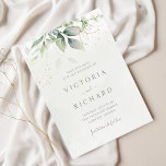 Eucalyptus Greenery Gold Leaves Elegant Wedding Save The Date<br><div class="desc">Beautiful Save the date card featuring watercolor eucalyptus and gold leaves.</div>
