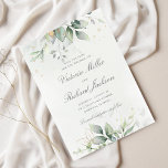 Eucalyptus Greenery Gold Leaves Elegant Wedding Save The Date<br><div class="desc">Beautiful Save the date card featuring watercolor eucalyptus and gold leaves with calligraphy script.</div>