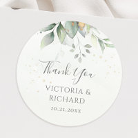 Eucalyptus Greenery Gold Leaves Wedding Thank You