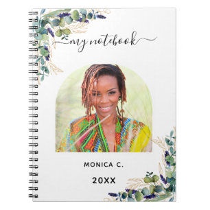 Eucalyptus greenery gold photo modern notebook