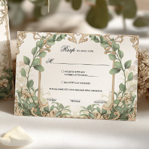 Eucalyptus Greenery Gold Rsvp with Meal Choices Card