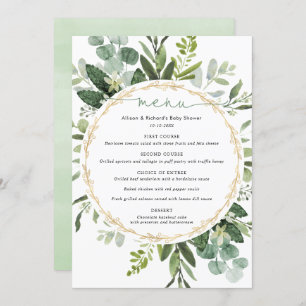 Eucalyptus greenery gold simple elegant menu