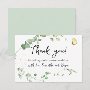 Eucalyptus Greenery Gold Sparkle Thank You Card