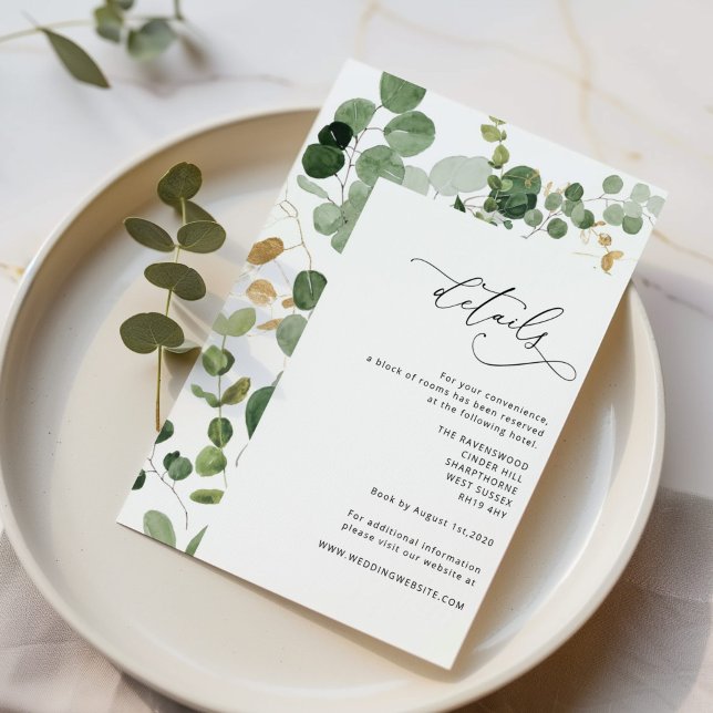 Eucalyptus Greenery gold Wedding Details Enclosure (Creator Uploaded)