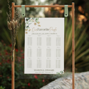 Eucalyptus Greenery & Gold Wedding Seating Chart