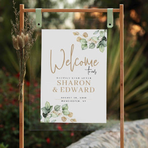 Eucalyptus Greenery & Gold Wedding Welcome Poster