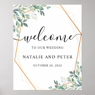 Eucalyptus Greenery Gold Wedding Welcome Sign