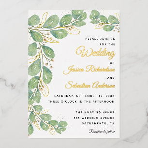 Eucalyptus Greenery Gold White Elegant Wedding