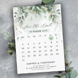 Eucalyptus Greenery Gum Botanical Rustic Calendar  Save The Date<br><div class="desc">Elegant and modern spring / midsummer botanical calendar save the date card features a bouquet of soft watercolor greenery lush green leaves / botanical leaves / eucalyptus and gold glitter dust . Please find more matching designs and variations from my "blissweddingpaperie" store. And feel free to contact me for further...</div>