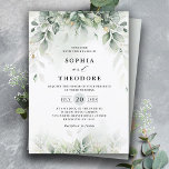 Eucalyptus Greenery Gum Botanical Rustic  Wedding Invitation<br><div class="desc">Elegant and modern spring / midsummer botanical wedding invitation features a bouquet of soft watercolor greenery lush green leaves / botanical leaves / eucalyptus and gold glitter dust . Please find more matching designs and variations from my "blissweddingpaperie" store. And feel free to contact me for further customization or matching...</div>