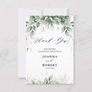 Eucalyptus Greenery Gum Botanical Rustic Wedding Thank You Card